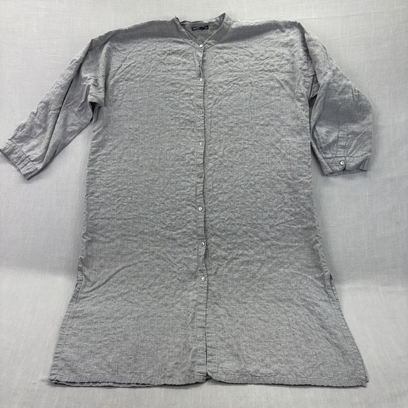 Eileen Fisher Tops - Eileen Fisher Organic Cotton Lyocell Shirt Dress Gray Large Front Tunic